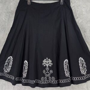 Sag Harbor Black A-Line Skirt with White Embroidery